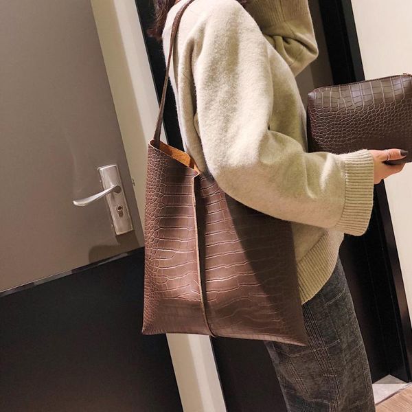 

2шт женщины сумка мода аллигатор кожа crossbody сумки messenger ручка сумка твердый простой mujer bolsa 2020 #t1g