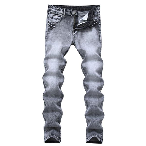 

2019 cross border amazon foreign trade men's wear new style elasticity jeans slim fit nostalgic men's jeans, Blue