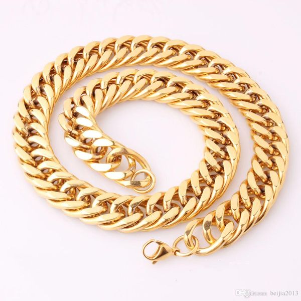

mens 18k gold plated gp stainless steel cuban chain necklace, hip hop jewelry 2013, rock,wholesale ing