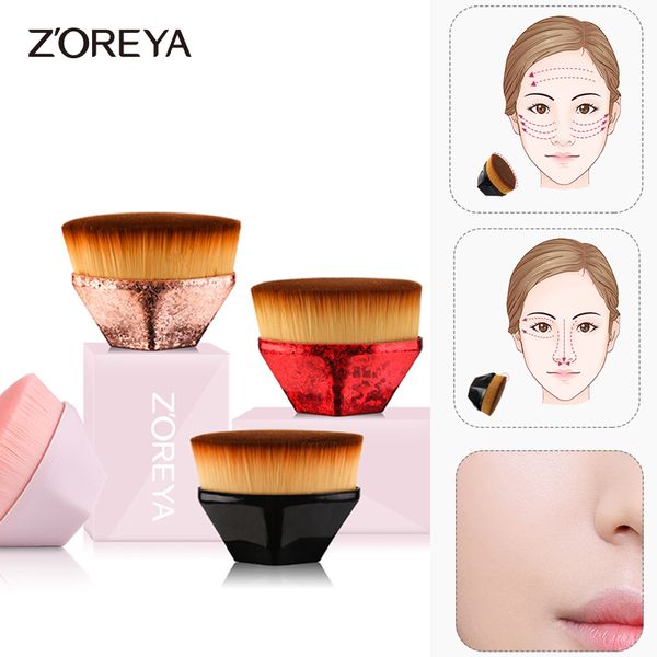 Zoreya Hexagon Foundation Makeup Brush Petal 55 Плоский Топ Кабуки Лицо Blush Порошковое Основы Щетки для сливок или жидкой косметики