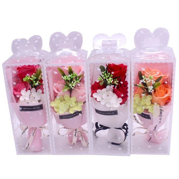

3-bud soap bouquet wedding companion box roses innovative birthday party gift for mother's day valentine's day anniversary