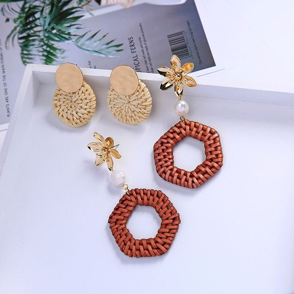 

серьги женщины творческого ручного геометрических серьги падения темперамент европейская и американский стиль beach holiday вентиляционная с, Golden