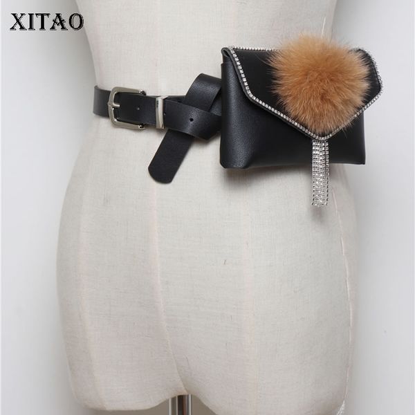 

xitao] 2019 spring summer women solid color cummerbunds female wild diamond detachable rectangular bag cummerbunds wbb1193, Black;brown