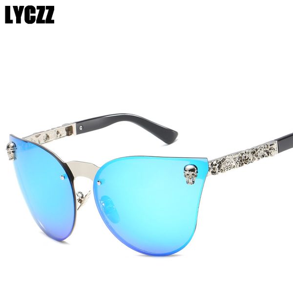

lyczz women retro cat eye sunglasses personality carved mirror leg eyewear uv400 protection glasses 2019 gafas de sol mujer, White;black
