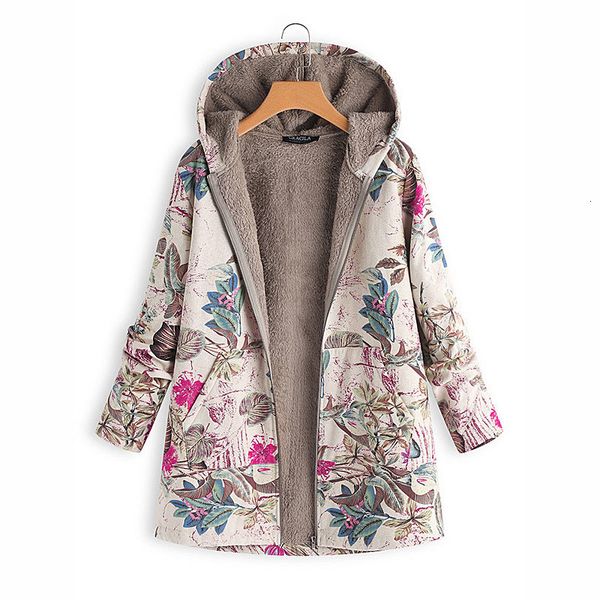 

print hooded plus size camel warm parkas women casual loose zipper pockets cotton coats ladies vintage hardy winter jackets new y190926, Black;white
