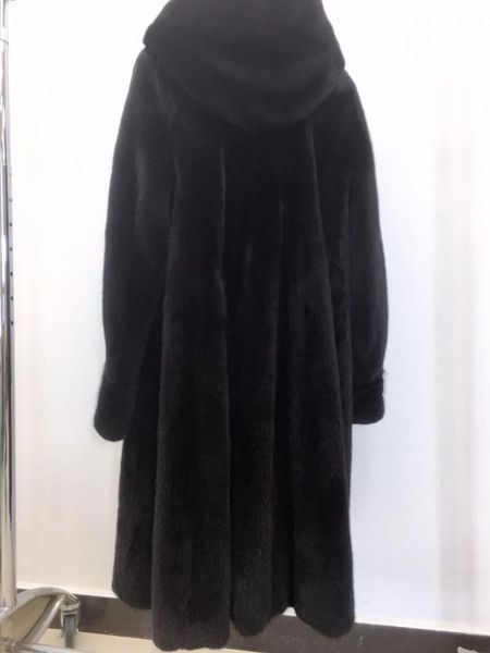 

mink jacket real fur natural coat 100cm length black color fur coat