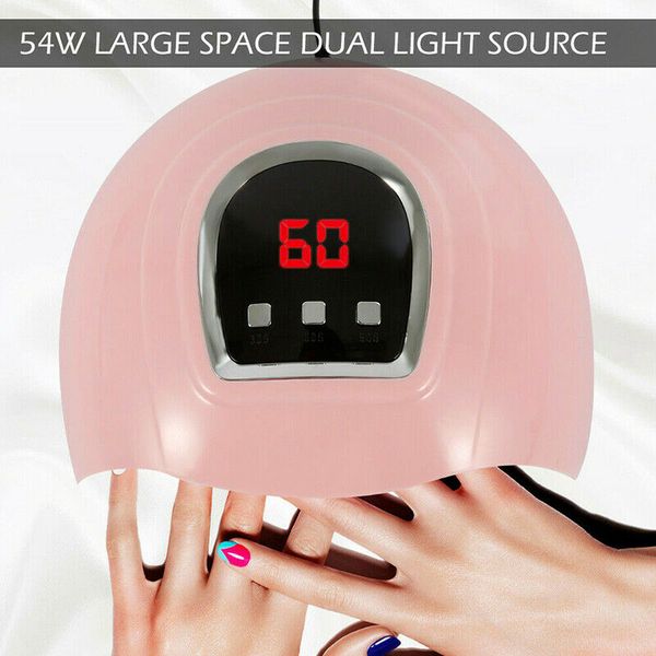 

54w 18leds uv led nail lamp digital display fast nail dryer light for fingernail toenail gel polish makeup ldo99