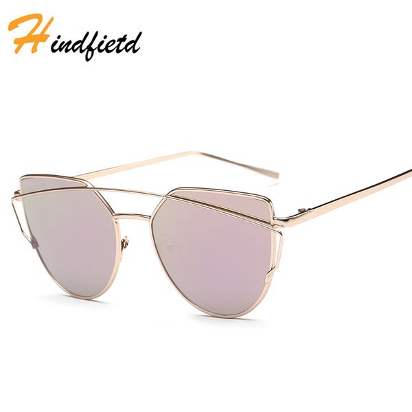 

2020 new cat eye sunglasses women's mirror flat rose gold sun glasses vintage cateye fashion lady oculos uv400, White;black
