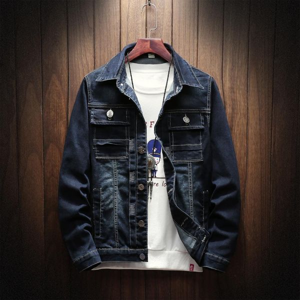 

spring and autumn denim jacket male lapel cowboy male large size solid color leisure, Black;brown