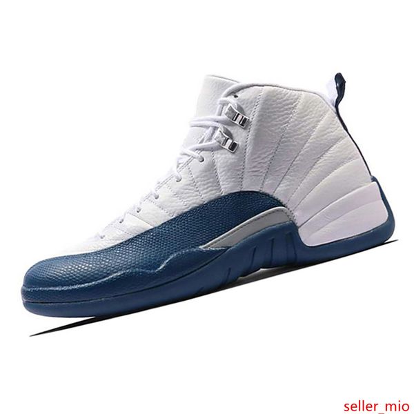 

12s new french blue flu game gym red master white wolf grey playoffs man basketball shoes size 8-13