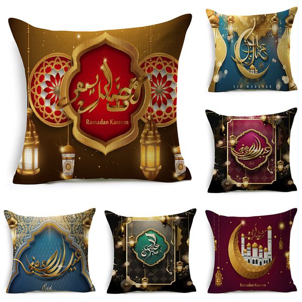 

ramadan islamic eid mubarak for home decorations pillow case decor sofa cotton muslim mosque decorative cushion cover 45x45cm