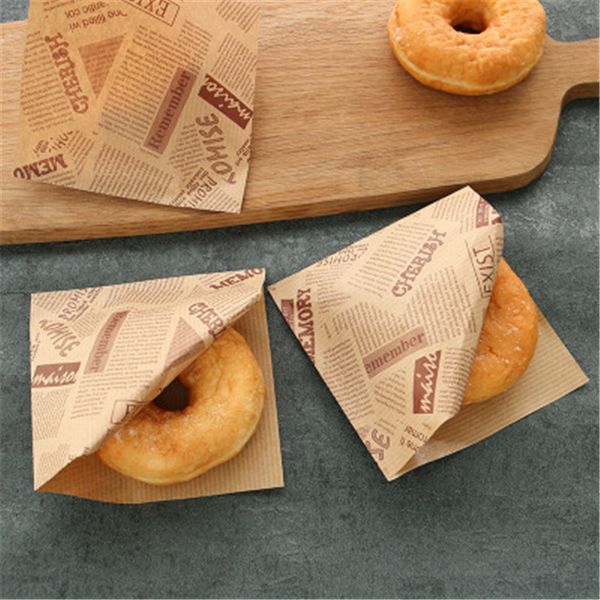 

50pc baking package donut bakery food packing kraft bag oilproof fries bread sandwich paper bag wedding party sweet wrapping bag