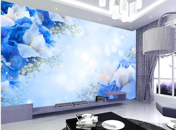 

обои для стен 3 d для гостиной синий фэнтези мода цветок стены видео