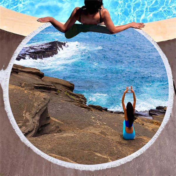 

round beach towel cross-border explosion models european and american style can not afford static beach swimming microfiber beach mat towel