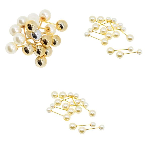 

30 pieces double shining pearls brooch pin buckle for clothes assorted size, Gray