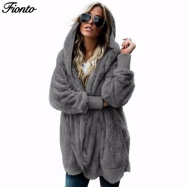 

fionto 2019 новая мода женщины среднего стиля осень зима теплая куртка отдыха hoodie толстовки реверсивный шуба tops ca2253 / 5, Black