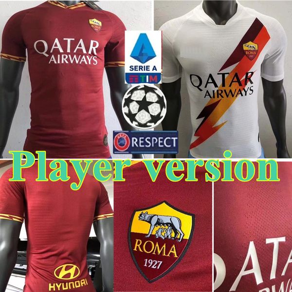 

версия игрока 19 20 рим футбол на выезде totti roma dzeko sports de rossi джерси 2019 2020 el shaarawy nainggolan футболка, Black;yellow
