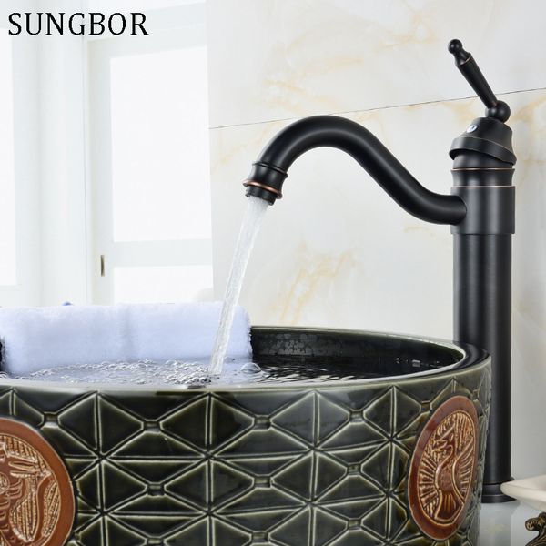 

antique brass retro bathroom basin sink mixer taps deck mounted single holder swivel spout black faucet al-7148h