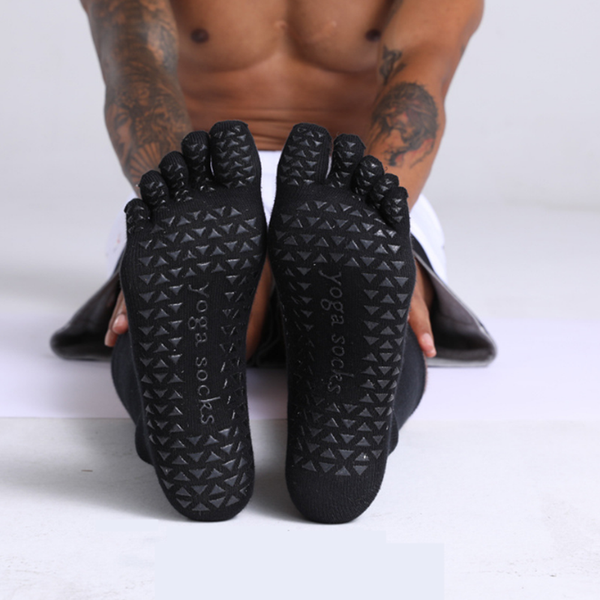 

1 pairs men yoga socks stockings anti-slip five toe sport socks for gym workout dance yoga pilates fitness sportswear, Black