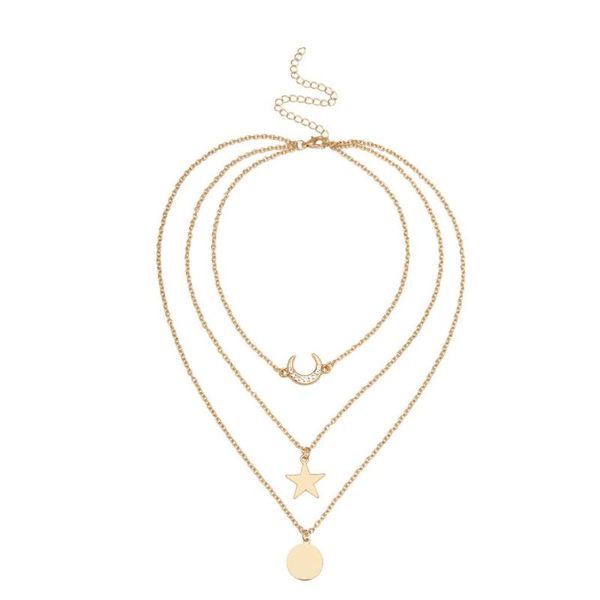 

trendy multi-layer moon pendant necklaces for women vintage charm choker necklace statement party jewelry gift, Silver