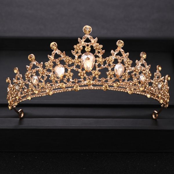 Vintage Hochzeit Krone Tiara Barock Strass Kristall Gold Braut Krone Kopfschmuck Party Hochzeit Haarschmuck Haarschmuck