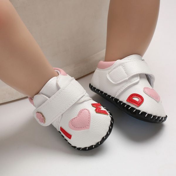 

baby girls casual letter design anti-slip soft sole pu princess shoes infant casual shoes, Black