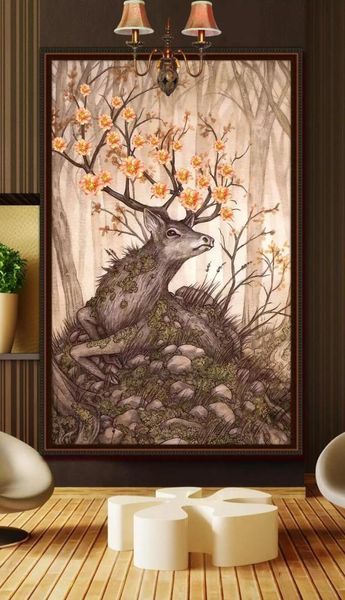 

self-adhesive] 3d deer 17715 wall paper mural wall print decal murals