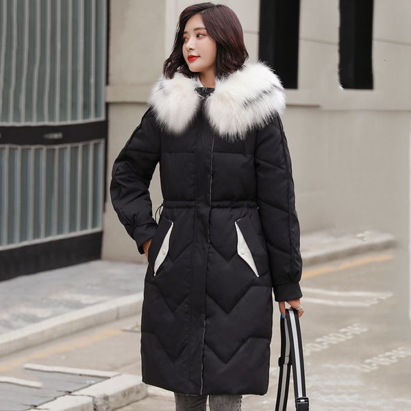 

new collection 2019 winter jas women with faux thicken fur hooded dames parka exit warm women's jas chaqueta mujer invierno, Black