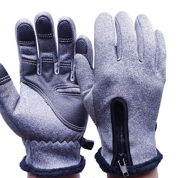 

2019 winter warm touch screen gloves men women windproof ski gloves zipper velvet lining anti-slip cycling skiing warm mittens
