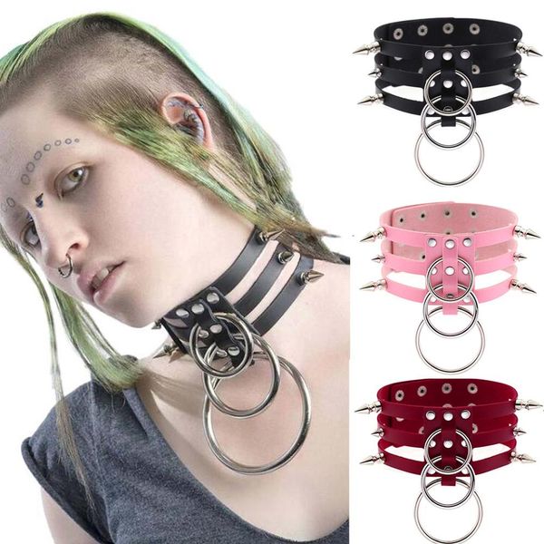 

fashion black necklace belt metal rivet adjustable hollow out punk goth strap party night rave body harness leather women, Black;white