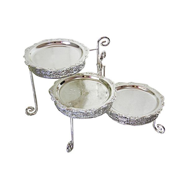 

metal silver plated 3-layer cake plate fruit plate shelf wedding stand cake
