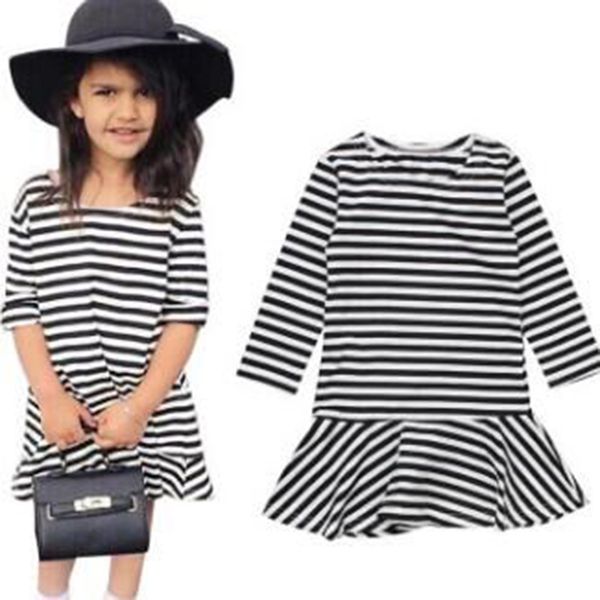 

half sleeve stripe dress for girls, Red;yellow