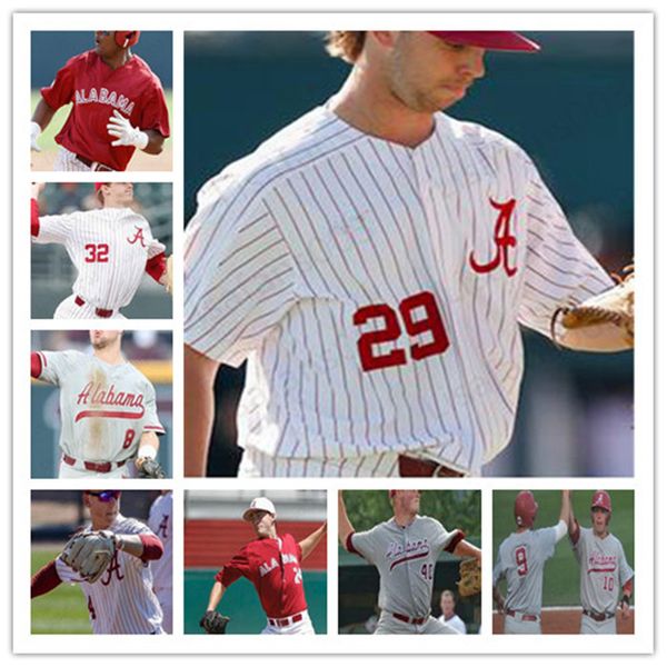 

College NCAA Alabama Crimson Tide Baseball stitched Jersey custom any name any number free shipping Jett Manning Cody Henry