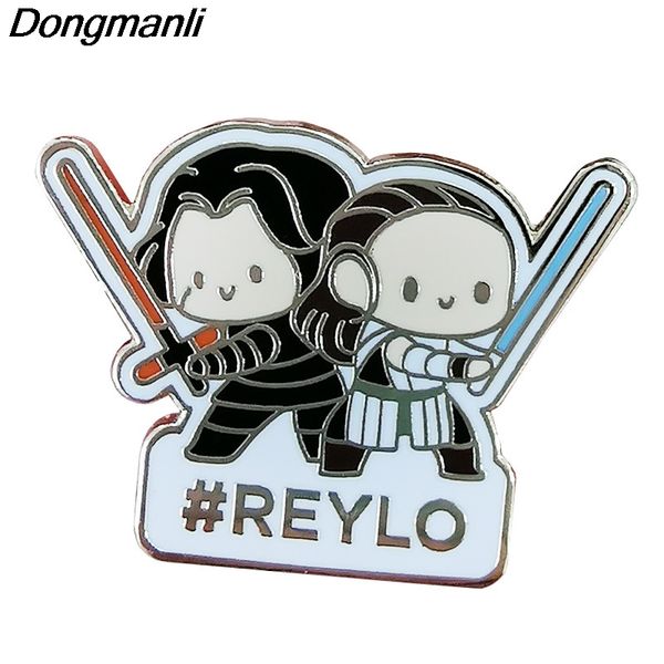 

p5109 dongmanli reylo жесткий эмаль булавки брошь лацкан женщин рюкзак сумки знак фильм ювелирные изделия подарки, Gray