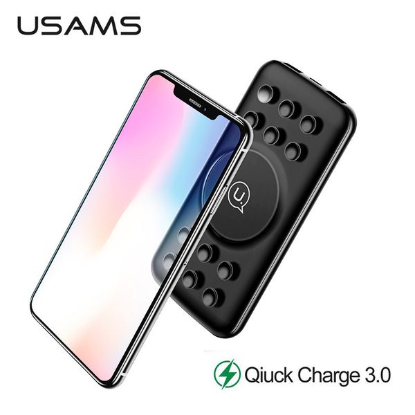 

usams qc3.0 10000mah power bank pd3.0 wireless fast charging power bank with suction cup portable external battery poverbank