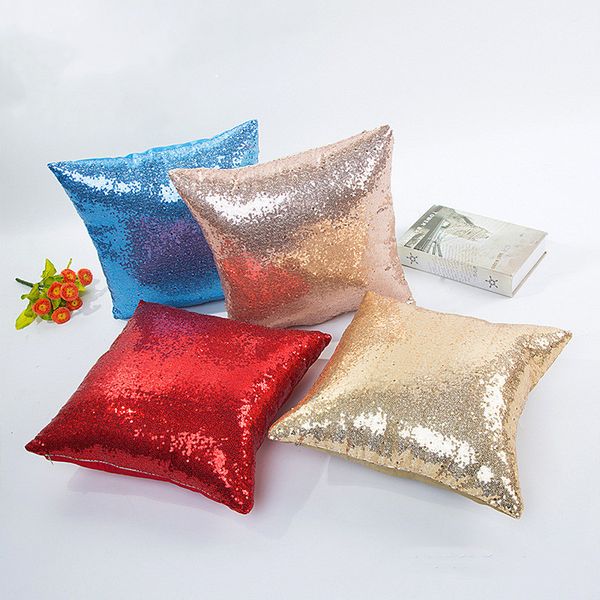 Sequin Diy Pillowcase Solid Color Cushion Cover 45 45cm Flash