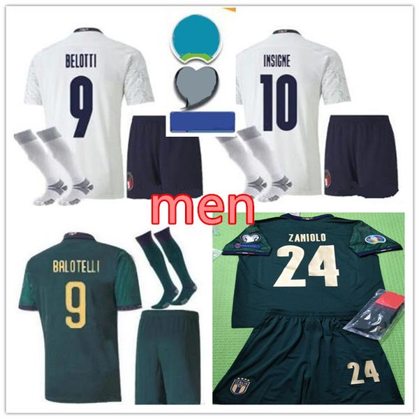 

men kit 20 20 italy jersey soccer kit 2019 2020 mens maglia italia verratti belotti insigne immobile sensi football jerseys maillot de foot, Black