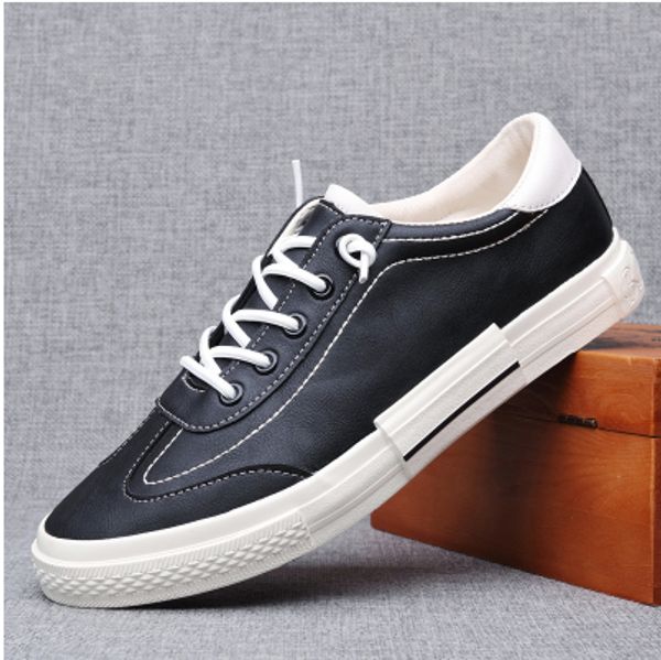 

2020 spring new fashion men lace up leather casual shoes man leather shoes trend cool loafers, Black