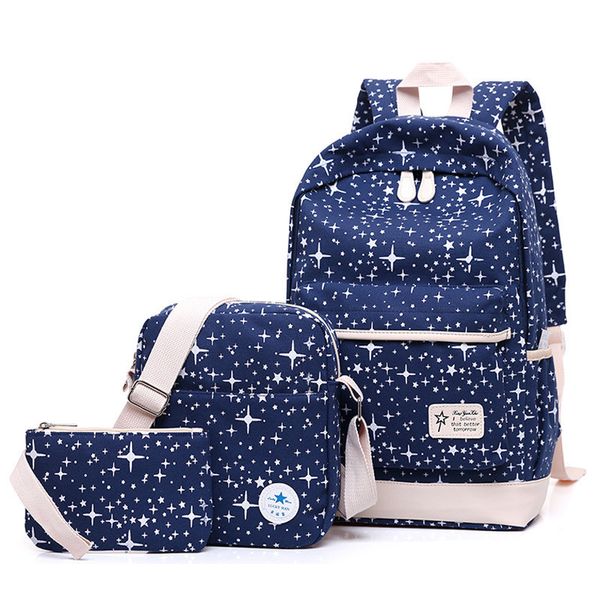 

3pcs/set women backpack school bags star printing lapbackpacks for teenagers girls travel bag rucksacks mochila wholesale
