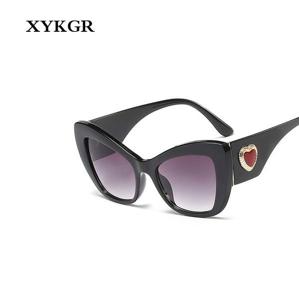 

xykgr новый 2019 мода cat eye солнцезащитные очки женская марка черный леопард солнцезащитные очки мужчины и женщины классические очки uv400, White;black