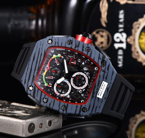 

new fashion men's watch wood grain case rubber strap business sports fashion casual quartz chronograph men's watch, Slivery;brown