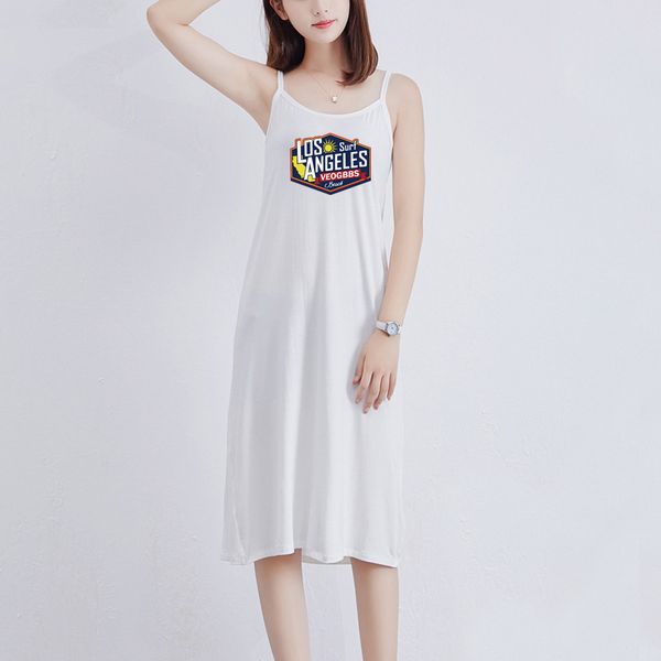 

Dress women's fashion 2020 summer new breathable trend casual half-length skirt with letter print pattern simple suspender dress size M-XL-2