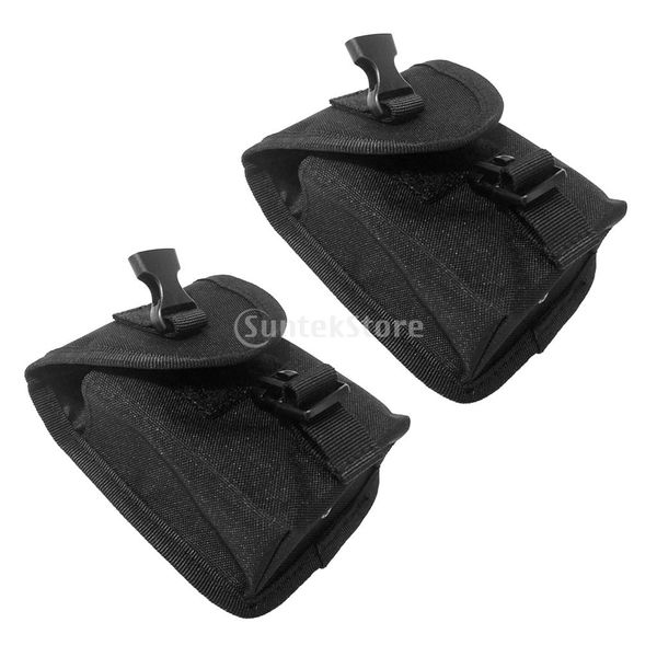 

2pcs spare black 600d nylon scuba diving weight belt pockets with quick release buckle - 14 x 12cm
