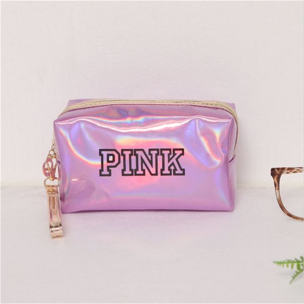 

women fashion travel bag organizer storage case pouches pink laser makeup bag waterproof beauty box zipper make up toiletry wash handbags, Blue;pink