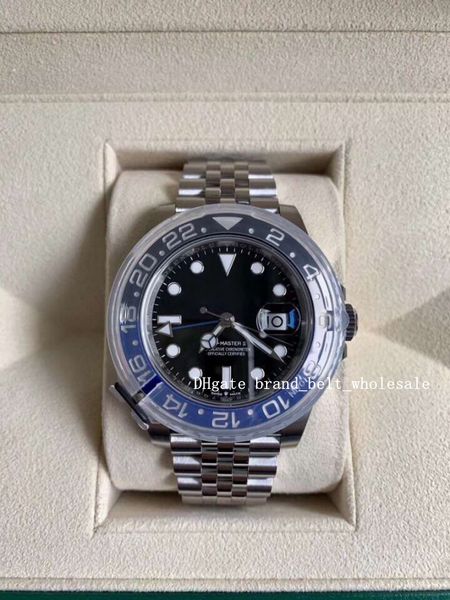 

asia 2813 40mm men's stainless steel gmt ii blue black bezel porcelain steel 126710 stainless steel automatic watch men's watch, Slivery;brown
