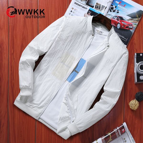 

wwkk 2019 summer windbreaker men casual long sleeve sun protection clothing dry fit lightweight outdoor jacket erkek mont kaban, Blue;black