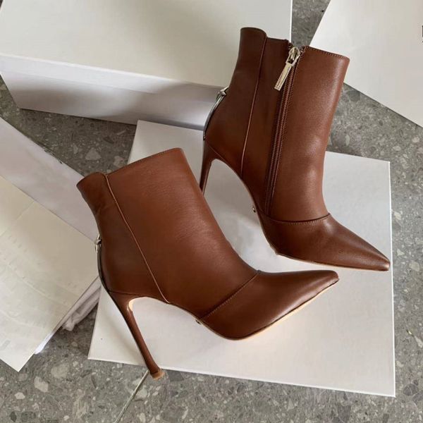

new boot fashion designer women luxury tape drills brown heel boots genuine leather ankle boots flat bottom ing, Black