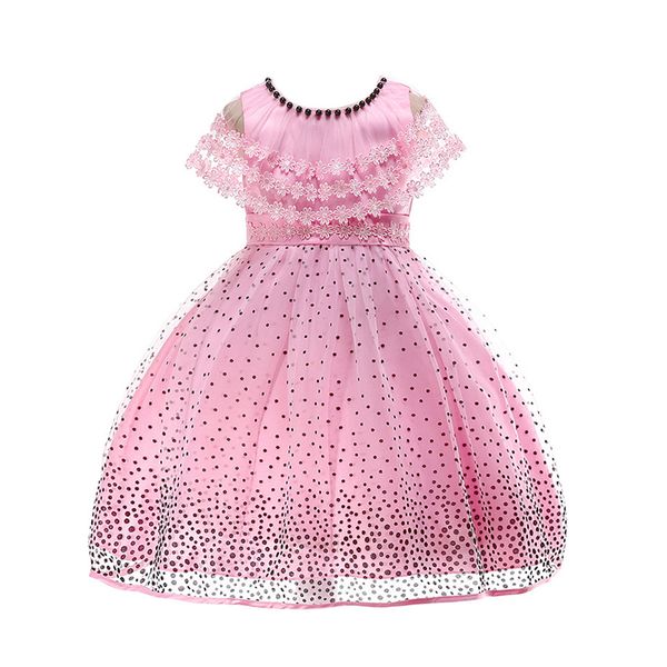 

sagace girl wedding dress girls party dress for kids girls princess dresses costume for children dot print lace dresses, Red;yellow