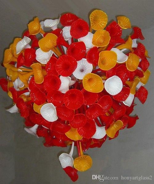 

Free Shipping 100% Mouth Blown Borosilicate Contemporary Murano Glass Chandelier Flower Lighting Modern Dinning Room Glass Pendant Lamps