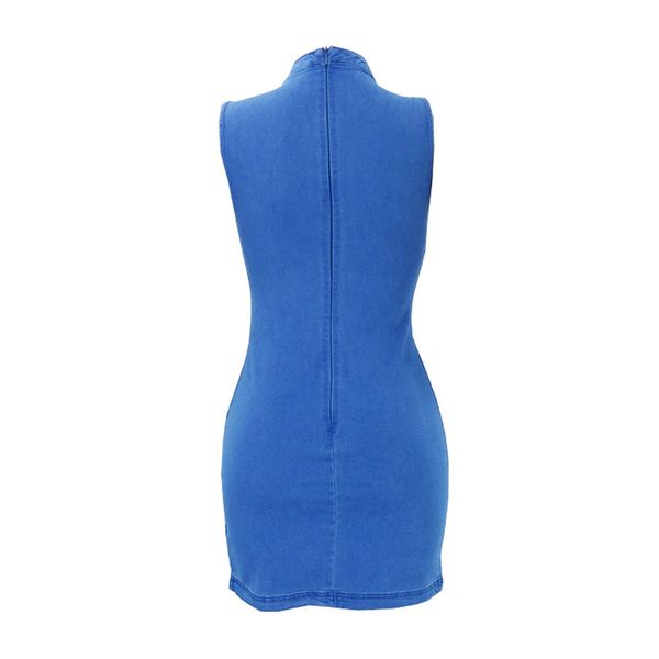 

2020 spring european and american-style cross-border e-commerce explosion models blue womens denim dress ly001, White;black